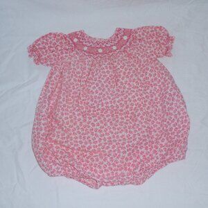 Mom & Me Smocked Elephants Pink White Bubble Romper Sz 18m Cotton